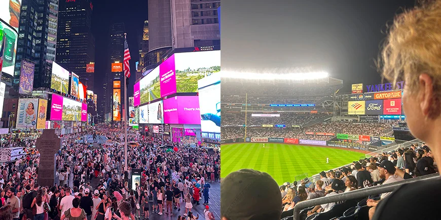 Bianca til baseballkamp med New York Yankees