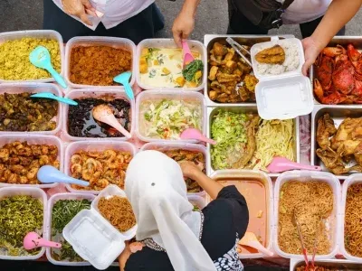 Street food-marked på Borneo i Malaysia