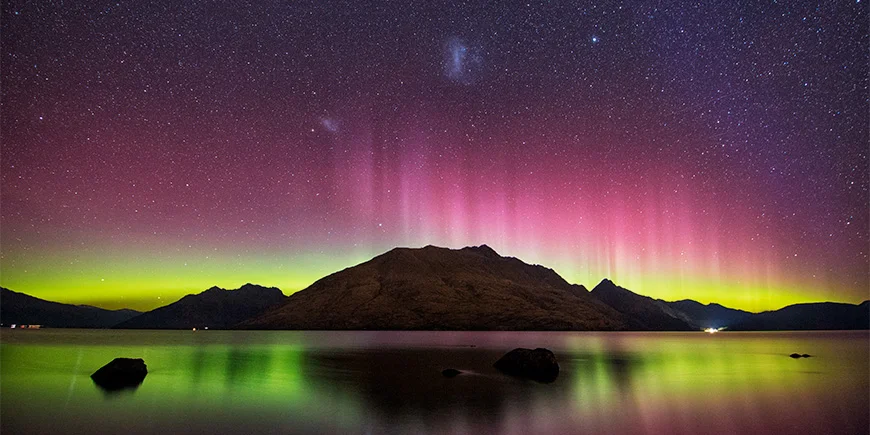 Sydlys ved Lake Wakatipu i New Zealand