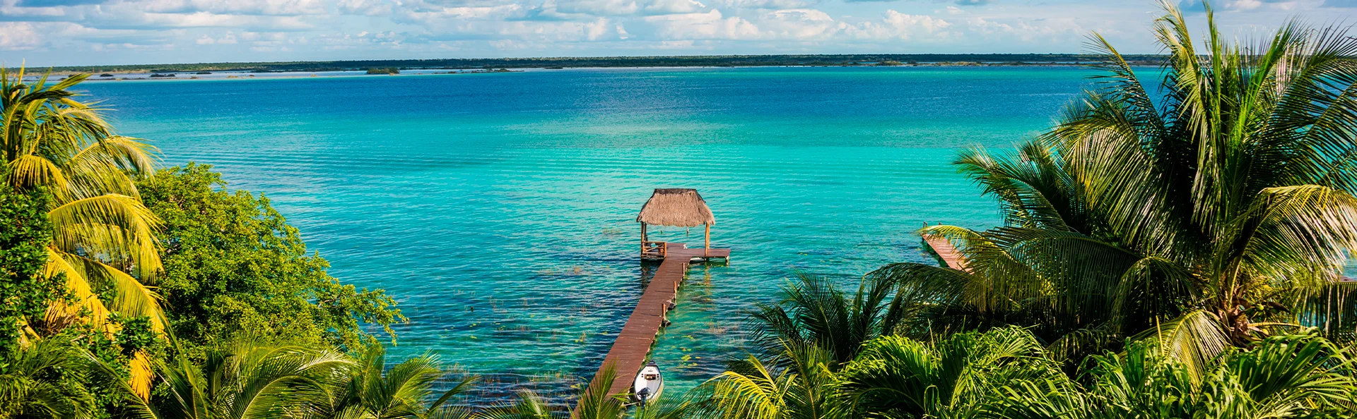Perfekt udsigt over Bacalar-lagunen i Caribien.