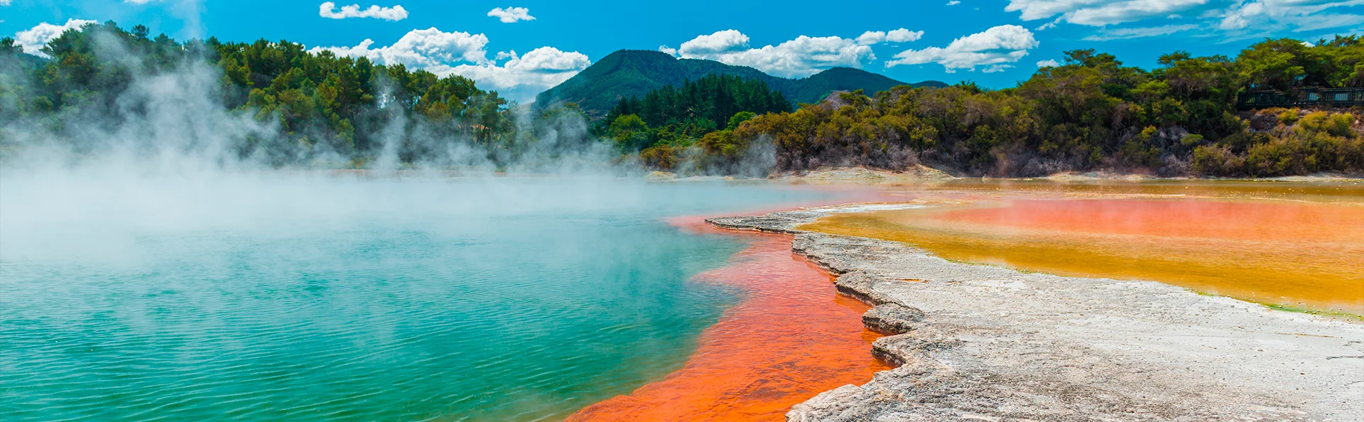 Farverig geotermisk pool, Wai-O-Tapu, New Zealand