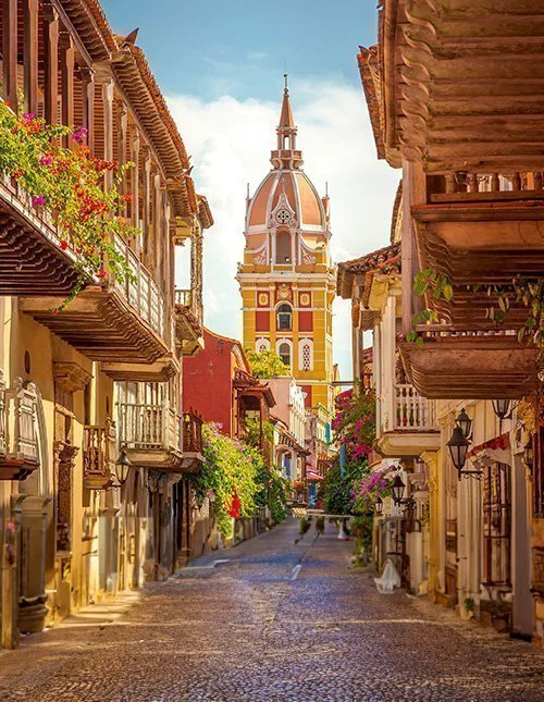 De smukke gader i Cartagena de Indias, Colombia